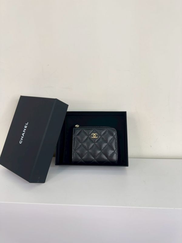 【分期0利率】CHANEL 顆粒牛皮L行拉鍊短夾【全新品】 