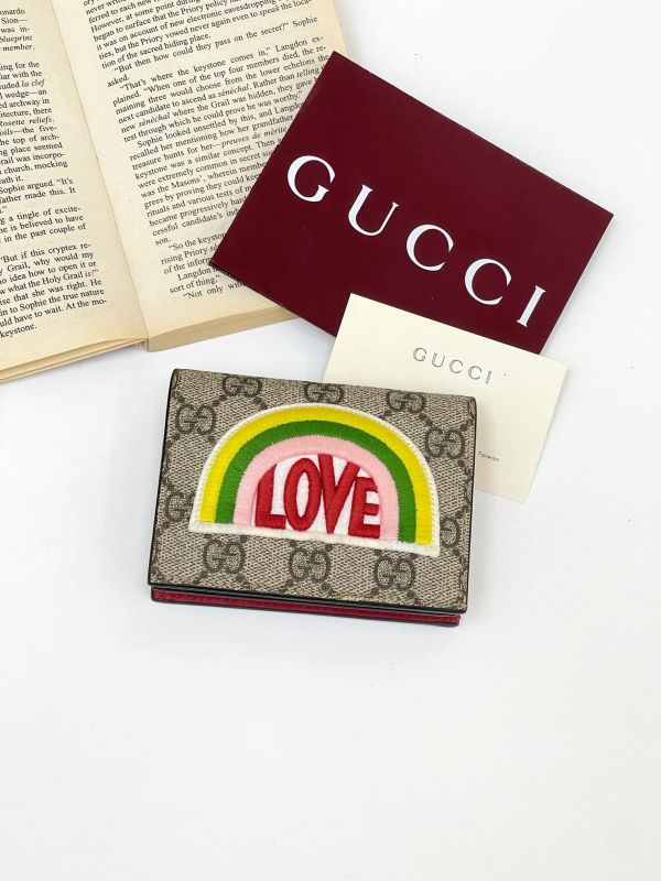 【95成新】GUCCI 彩虹GG Supreme 對折短夾 