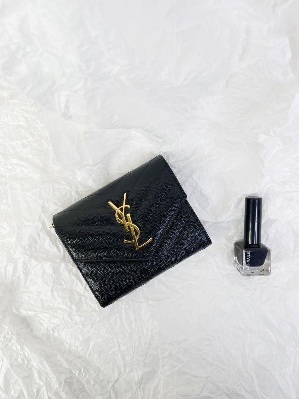 【99成新】YSL 魚子醬三折短夾 
