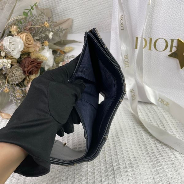 【成新】【12期0利率】DIOR SADDLE LOTUS 三折短夾 