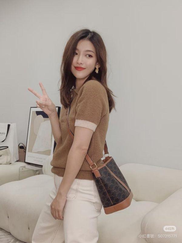 【95成新】CELINE TRIOMPHE老花小號水桶包 