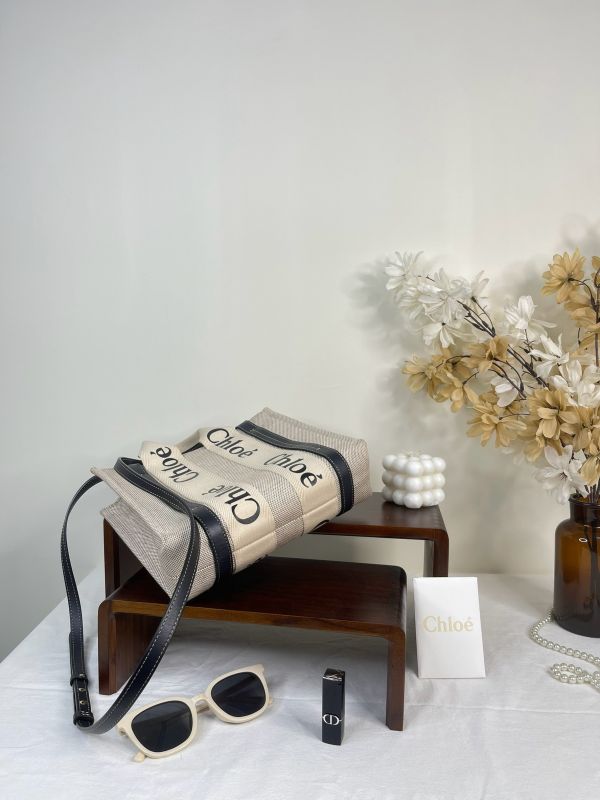 【分期0利率】Chloé 背帶款小號 Woody Tote Bag 深藍色【9成新】 