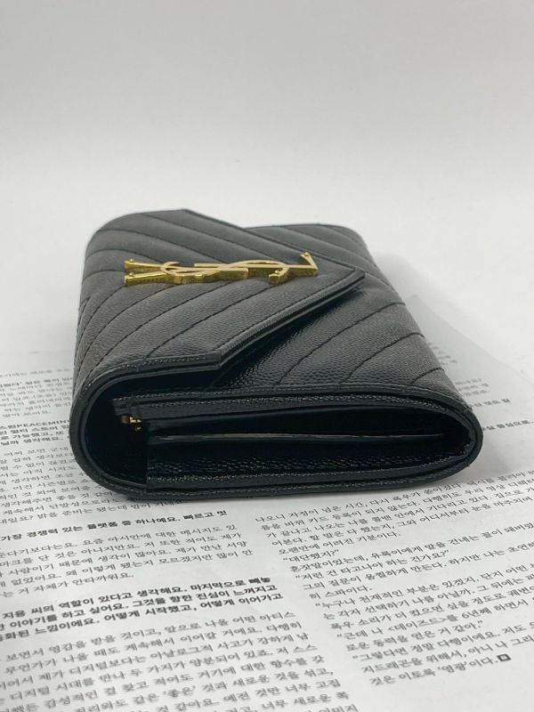 【95成新】YSL MONOGRAM 魚子醬信封長夾 