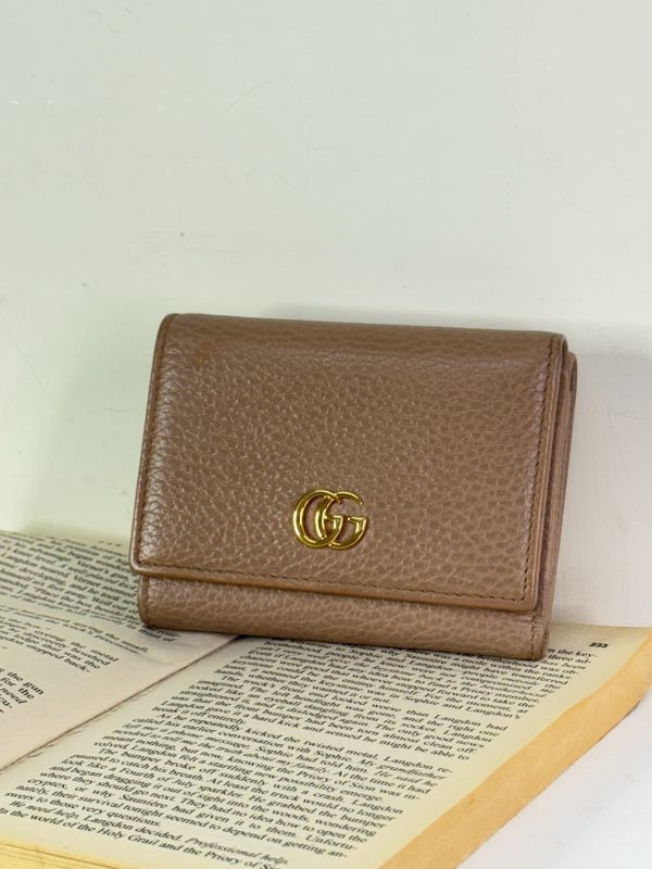 【分期0利率】GUCCI GG MARMONT荔枝皮雙層零錢袋三折短夾【9成新】 