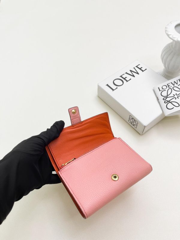 【9成新】LOEWE 粒面小牛皮小號豎款皮夾 