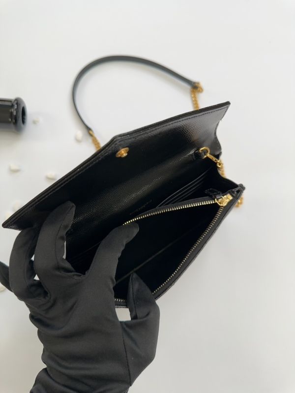 【12期0利率】YSL WOC 魚子醬鍊包黑金 19.5CM【95成新】 