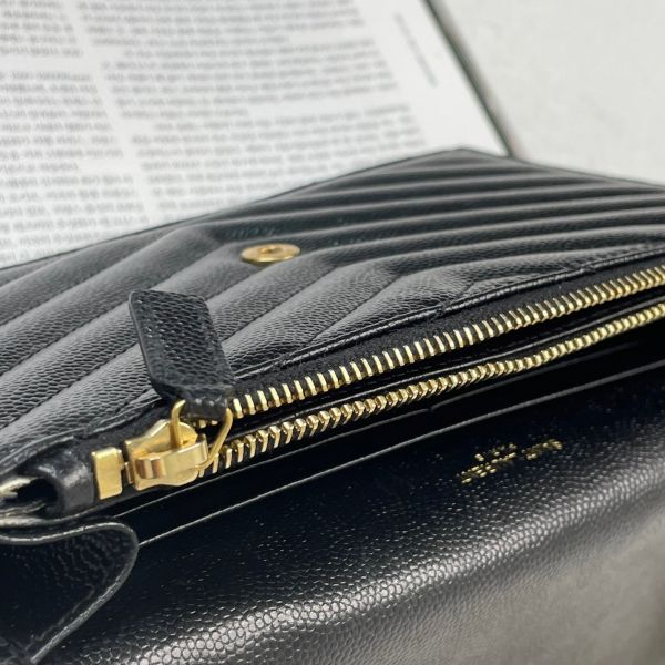 【12期0利率】YSL WOC 魚子醬鍊包黑金 19.5CM【95成新】 