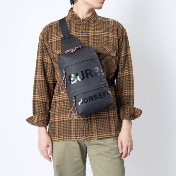 【12期0利率】【全新品】BURBERRY Horseferry 印花塗層單肩包 