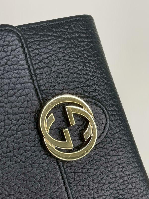 【9成新】GUCCI Interlocking GG 鎖扣雙摺短夾 