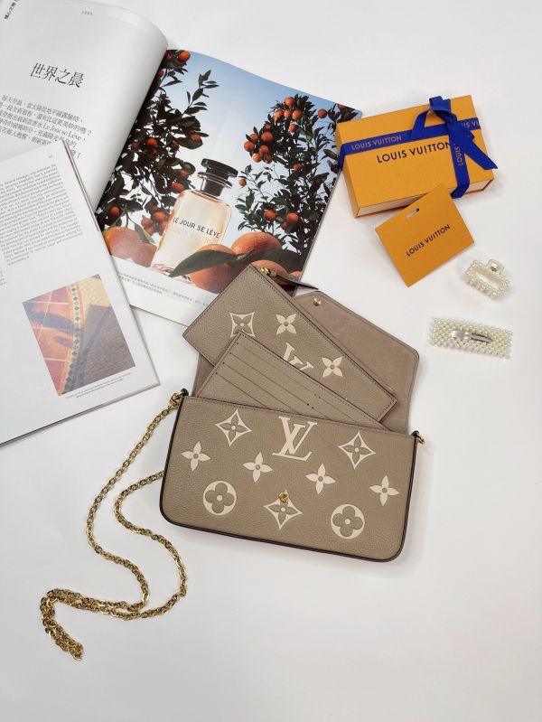 【分期0利率】LV Félicie Pochette斑鳩灰 【95成新】 