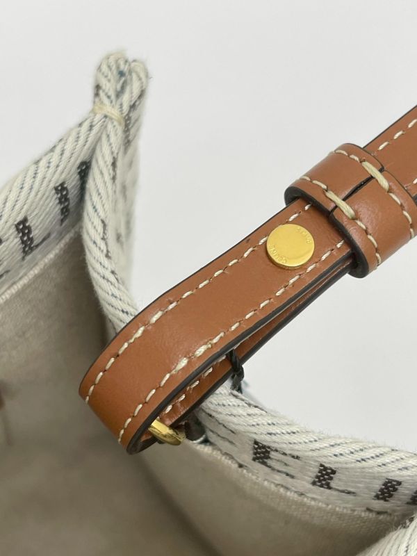 【未使用閒置品】CELINE 條紋織物小型Cabas Thais托特包 