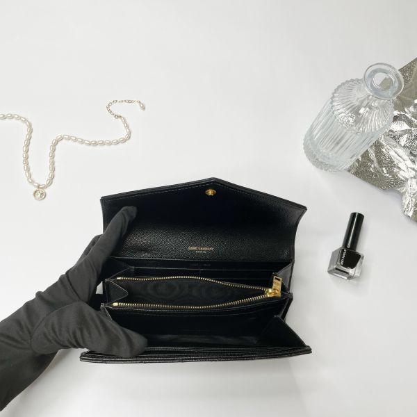 【12期0利率】YSL MONOGRAM 魚子醬信封長夾 【9成新】 