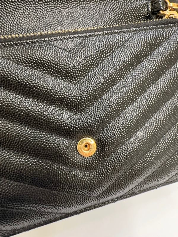 【12期0利率】YSL WOC 魚子醬鍊包黑金 19.5CM【95成新】 