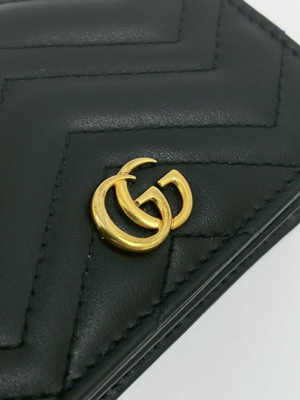 【9成新】GUCCI Marmont 愛心兩摺拉鍊零錢袋短夾 