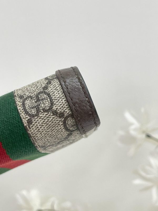【99成新】GUCCI GG紅綠織帶老花中夾 