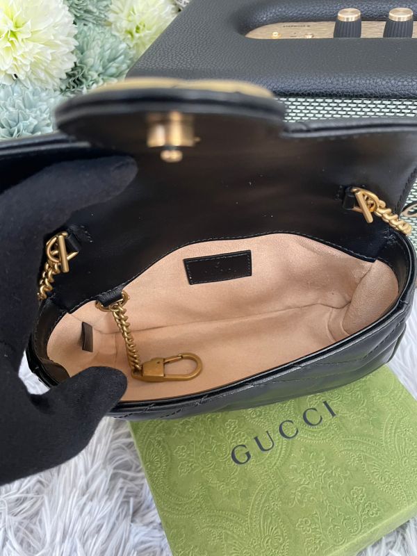 【12期0利率】GUCCI GG Marmont 絎縫皮革迷你手袋 