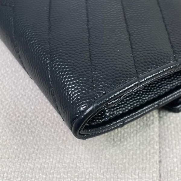【12期0利率】YSL 粒面壓紋皮革信封卡片夾【9成新】 