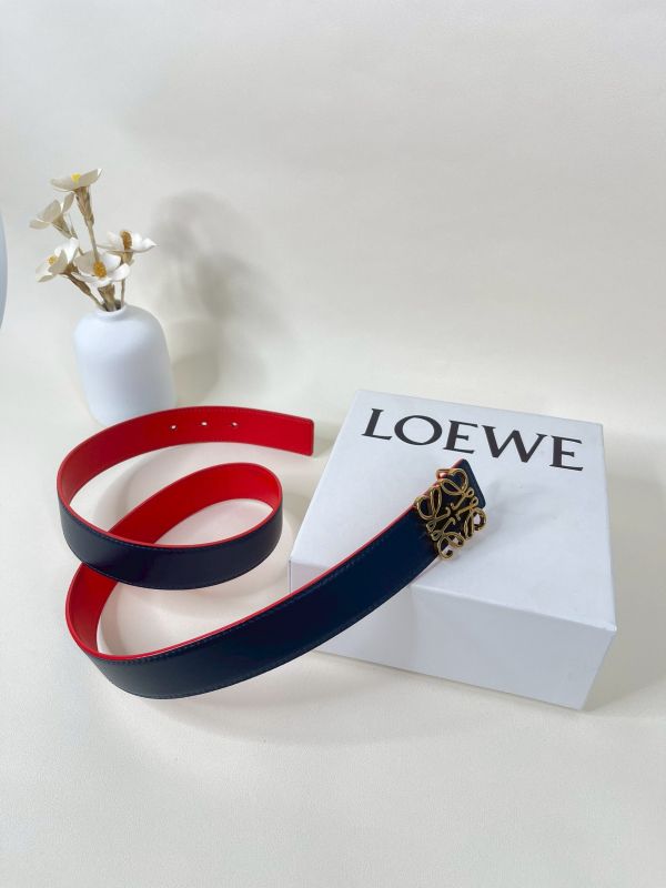 【分期0利率】LOEWE 光滑小牛皮雙面皮帶 3公分【95成新】 