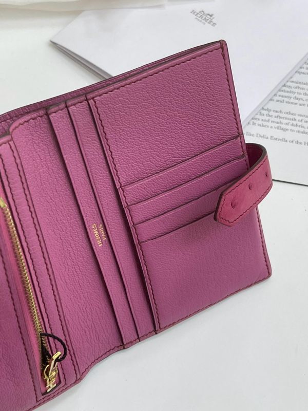 【9成新】HERMES BEARN 鴕鳥皮短夾 