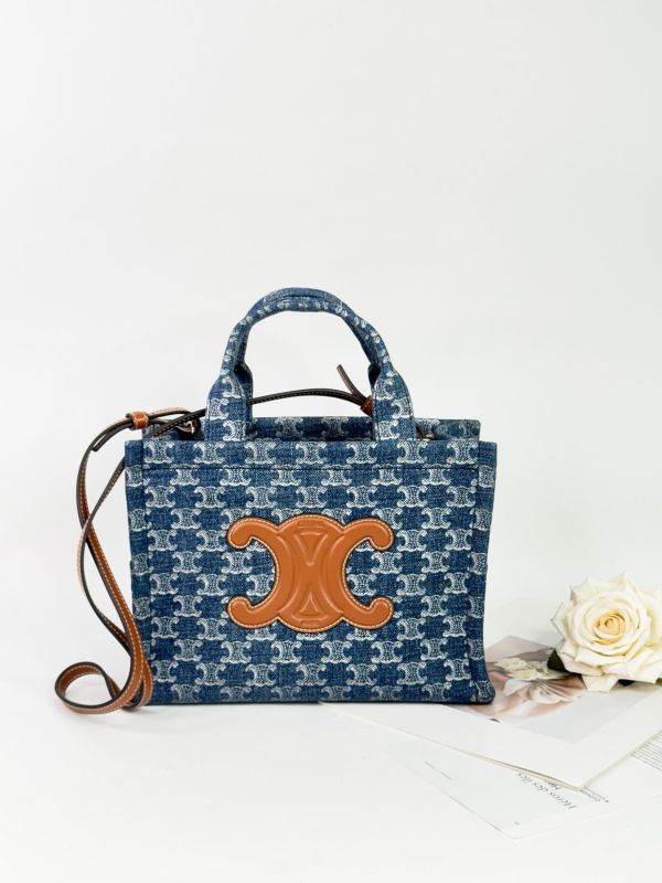 【95成新】CELINE 條紋織物小型Cabas Thais托特包 