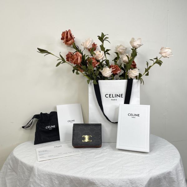 【12期0利率】CELINE 凱旋門老花短夾【95成新】 