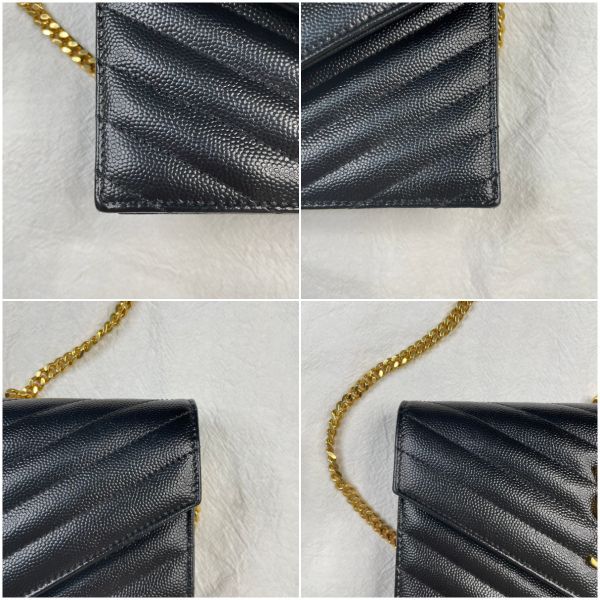 【12期0利率】YSL WOC 魚子醬鍊包黑金 19.5CM【95成新】 