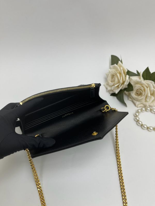 【95成新】YSL WOC 魚子醬鍊包黑金 19.5CM 