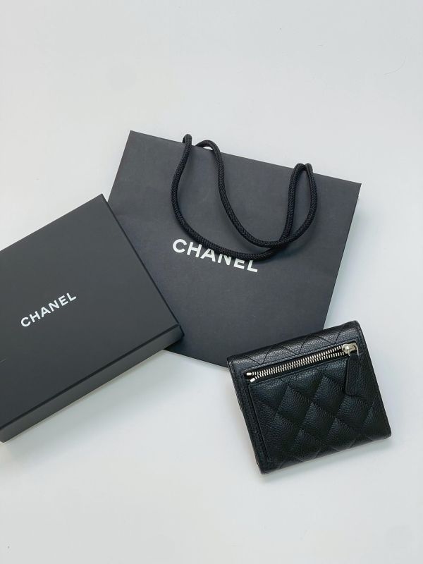 【99成新】CHANEL COCO 背面拉鍊三折短夾 