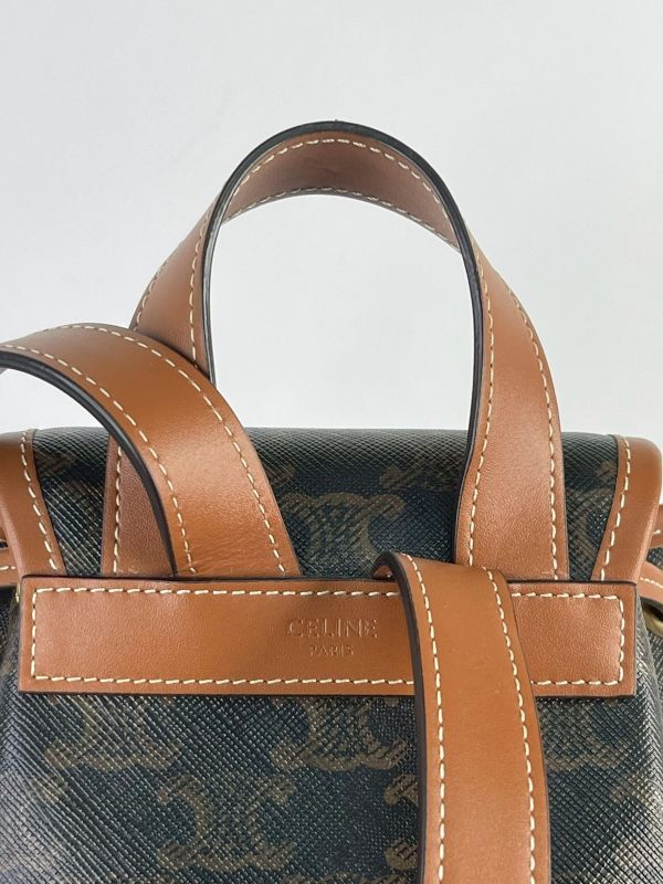 【9成新】CELINE Triomphe帆布及小牛皮迷你型FOLCO背包 