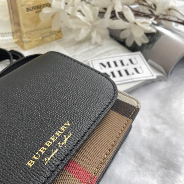 【12期0利率】【現金價】BURBERRY  HAMPSHIRE 格紋拚接皮革WOC 