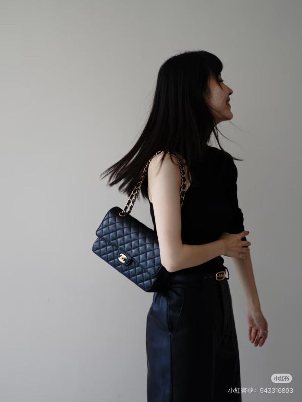 【95成新】CHANEL CF25 黑金牛皮 