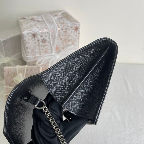【12期0利率】YSL WOC 魚子醬鍊包 銀扣22.5CM【台灣購證】【95成新】 