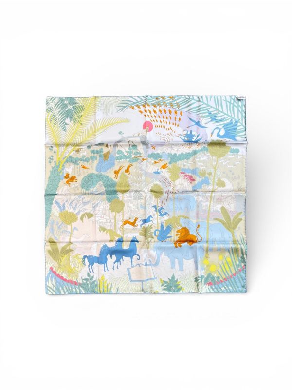 【全新品】HERMES  動物嘉年華方巾 90 