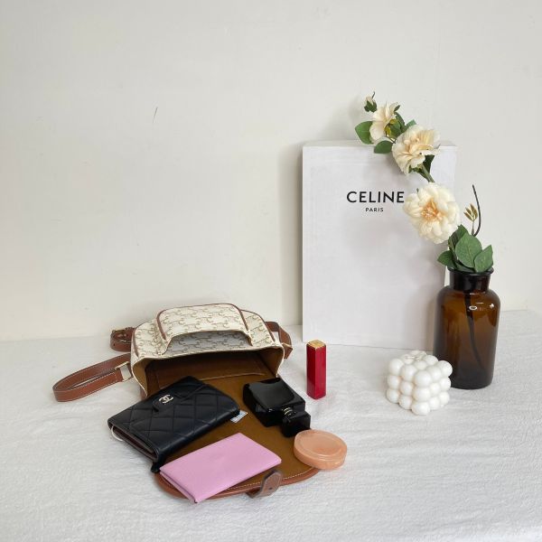 【12期0利率】CELINE Triomphe帆布中型Folco手袋 【9成新】 