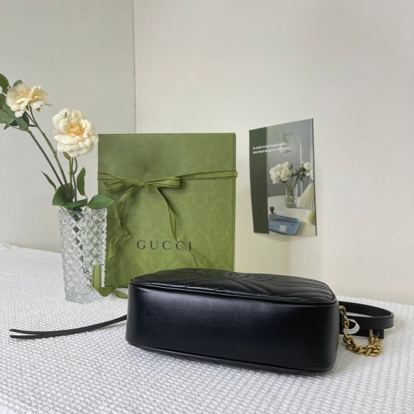 【12期0利率】GUCCI Marmont 相機包黑金【95成新】 