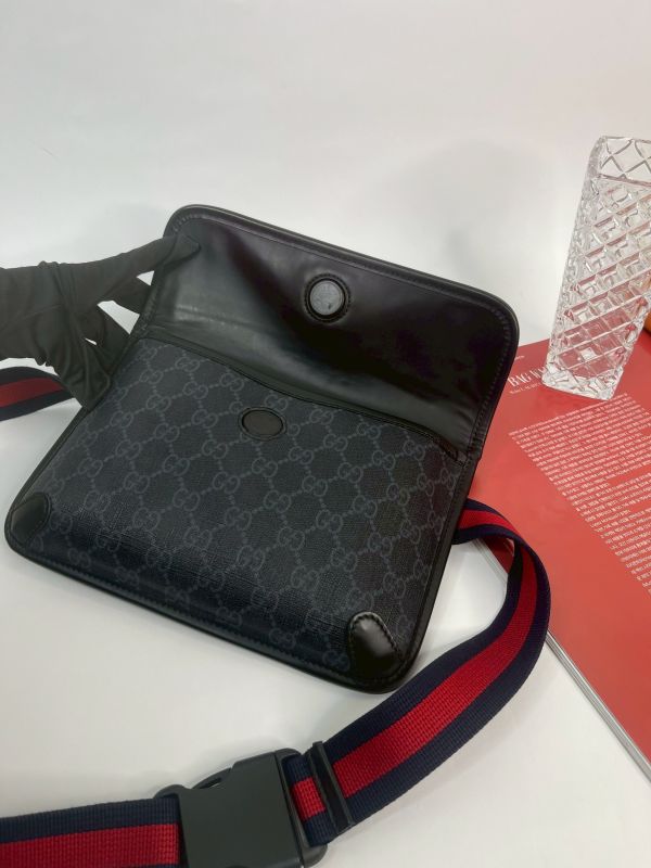【分期0利率】GUCCI GG BLACK 黑武士胸包【99成新】 
