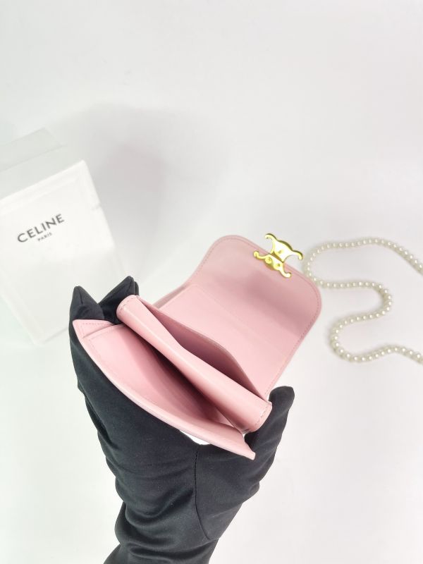 【分期0利率】CELINE 亮面牛皮革TRIOMPHE三折短夾 【9成新】