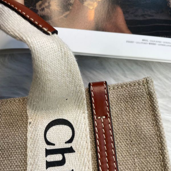 【9.5成新】【12期0利率】CHLOE mini woody tote bag 白 / 棕 