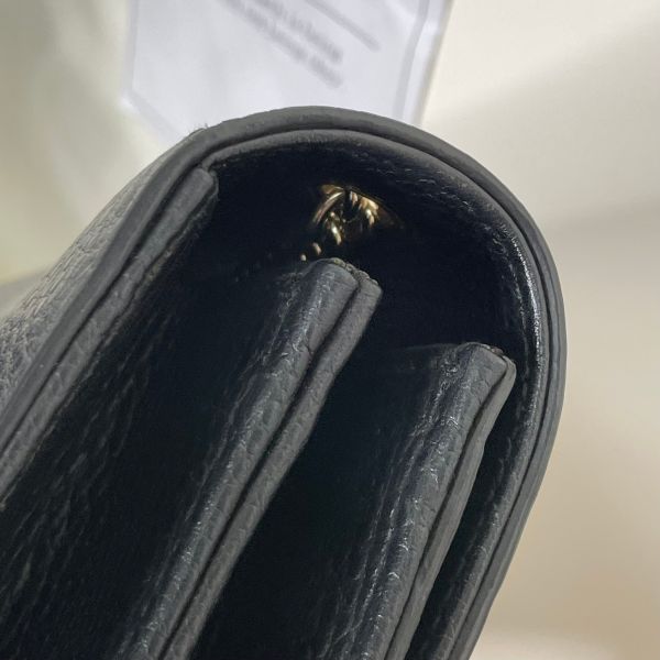 【12期0利率】GUCCI 雙G扣 荔枝牛皮雙層鍊條斜背包【9成新】 
