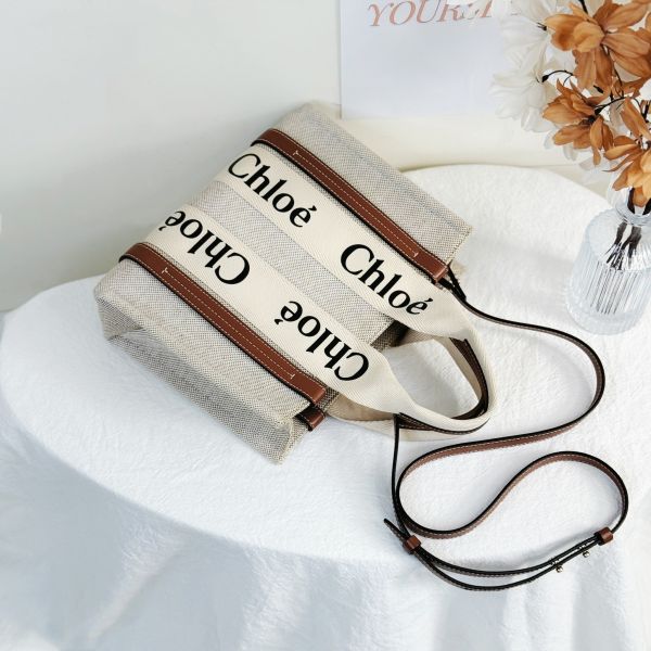 【12期0利率】Chloé 背帶款小號 Woody Tote Bag 焦糖色【95成新】 