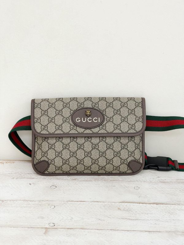 【未使用閒置品】GUCCI Supreme虎頭胸包 