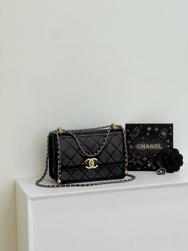【9成新】CHANEL 雙金球口蓋包 