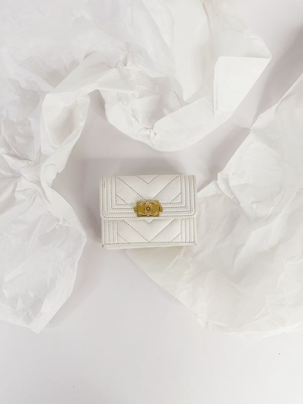 【9成新】CHANEL 24C  BOY 迷你三折雙層短夾 