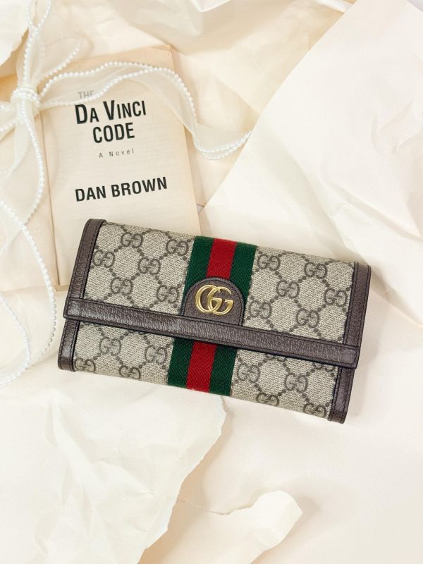 【95成新】GUCCI OPHIDIA 織帶扣式信封長夾 