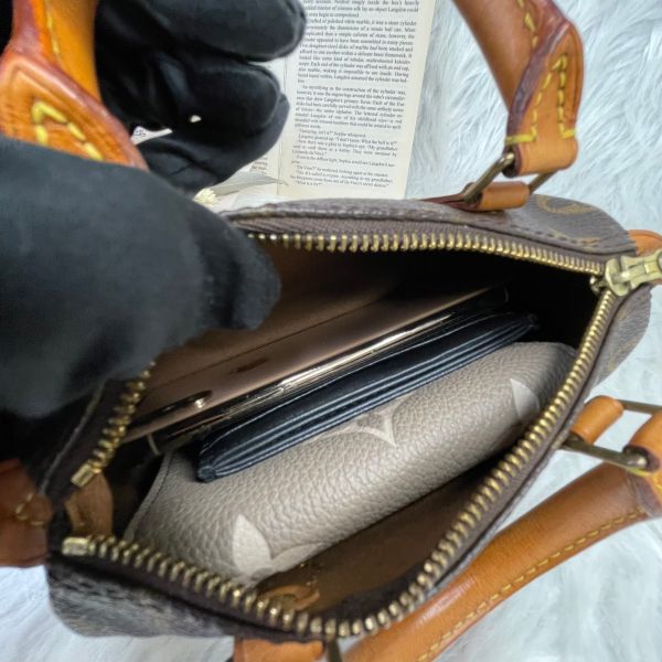 【12期0利率】LV  MINI SPEEDY  老花迷你波士頓手提斜背包【85成新】 