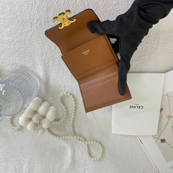【12期0利率】CELINE TRIOMPHE標誌印花短款零錢包【24年1月台灣購證】【9成新】 