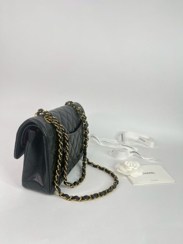 【95成新】CHANEL CF23黑色金扣荔枝防刮牛皮 
