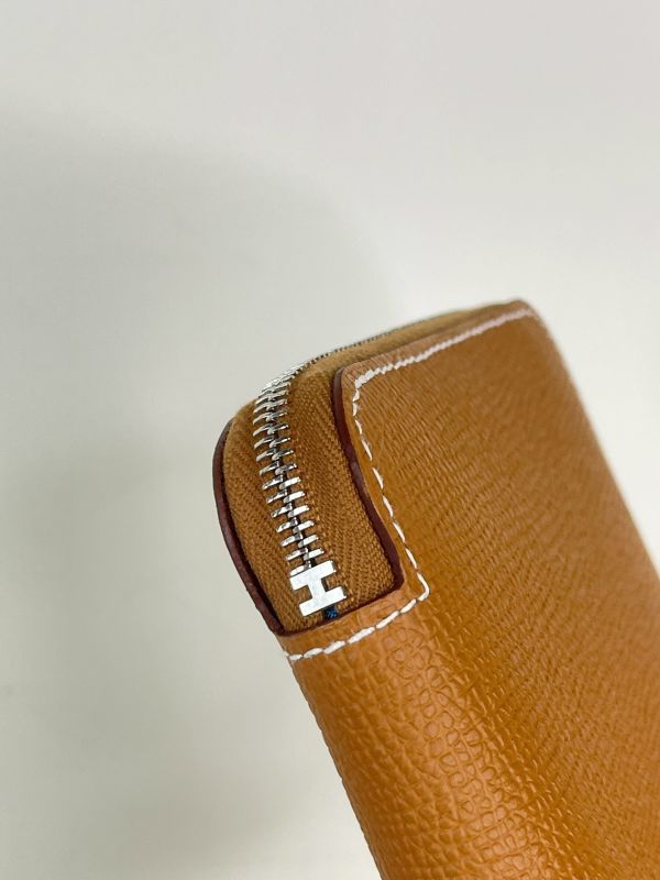 【分期0利率】HERMES 絲巾短夾 金棕色【未使用閒置品】