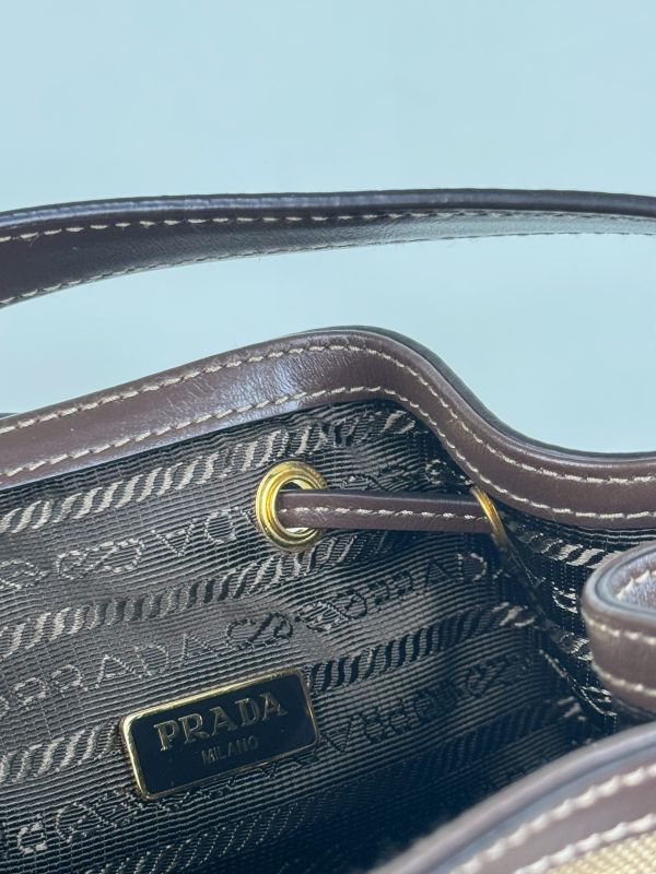 【分期0利率】PRADA JACQUARD 緹花帆布兩用水桶包【95成新】 