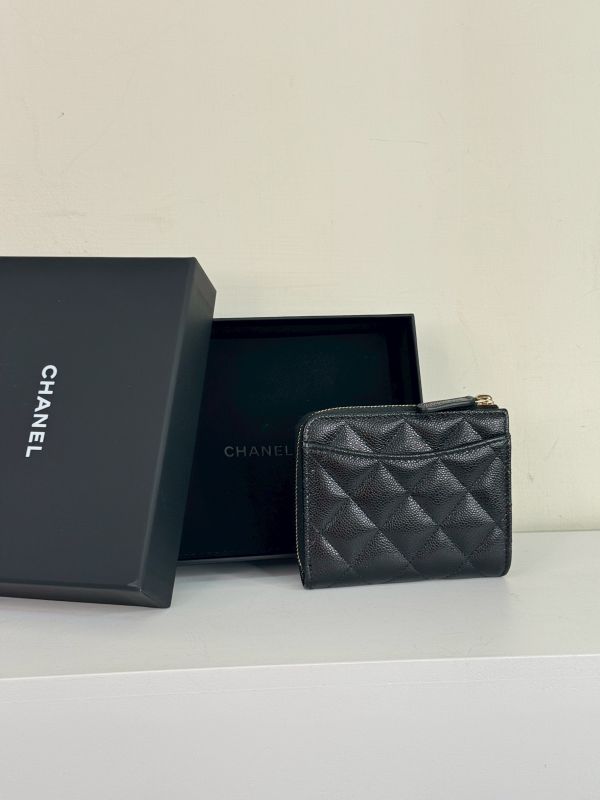 【分期0利率】CHANEL 顆粒牛皮L行拉鍊短夾【全新品】 